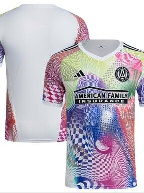 Men's Atlanta United FC adidas White 2025 Pride Pre-Match Top
